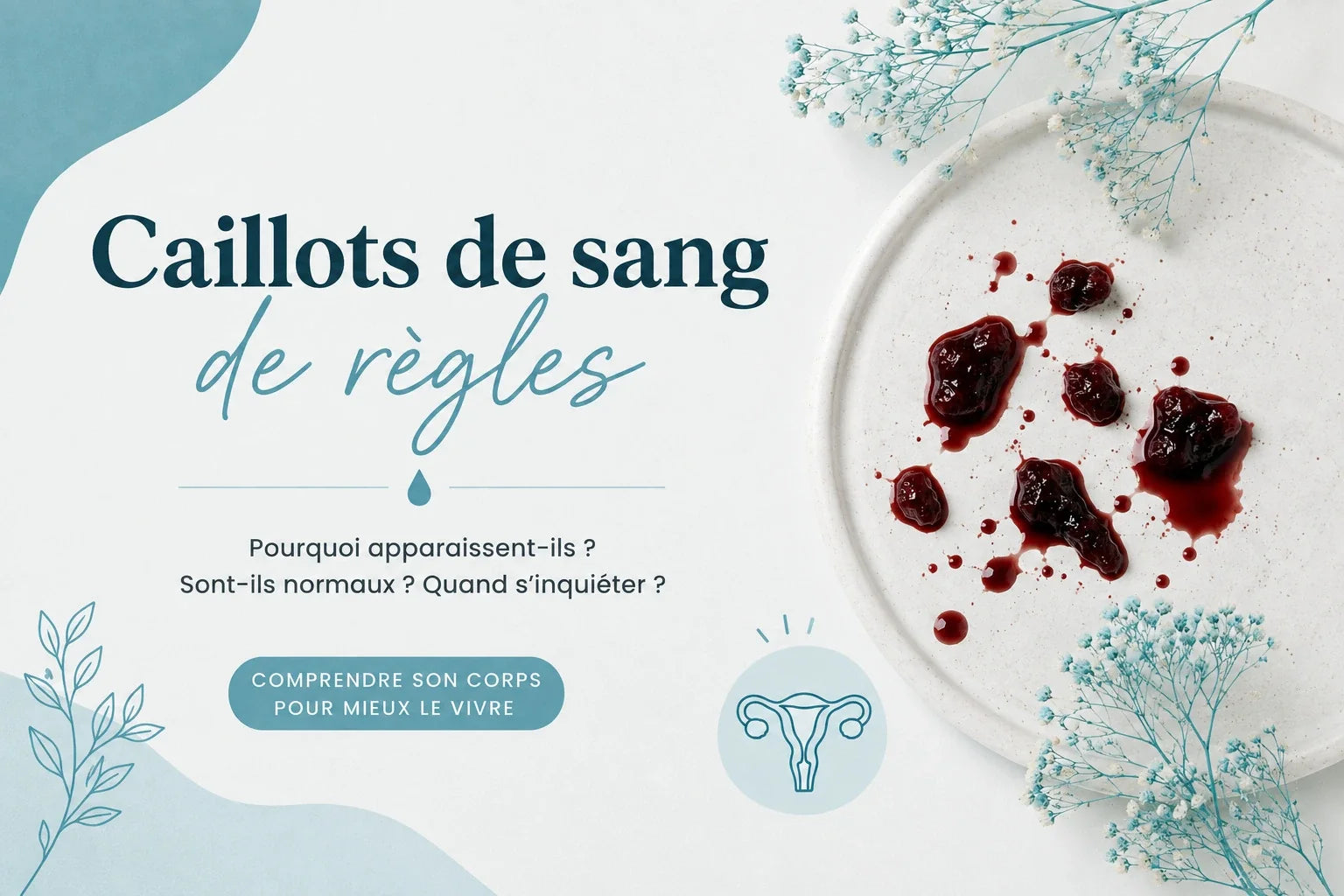 Calendrier marqué de deux périodes de règles espacées de quinze jours, sur fond apaisant